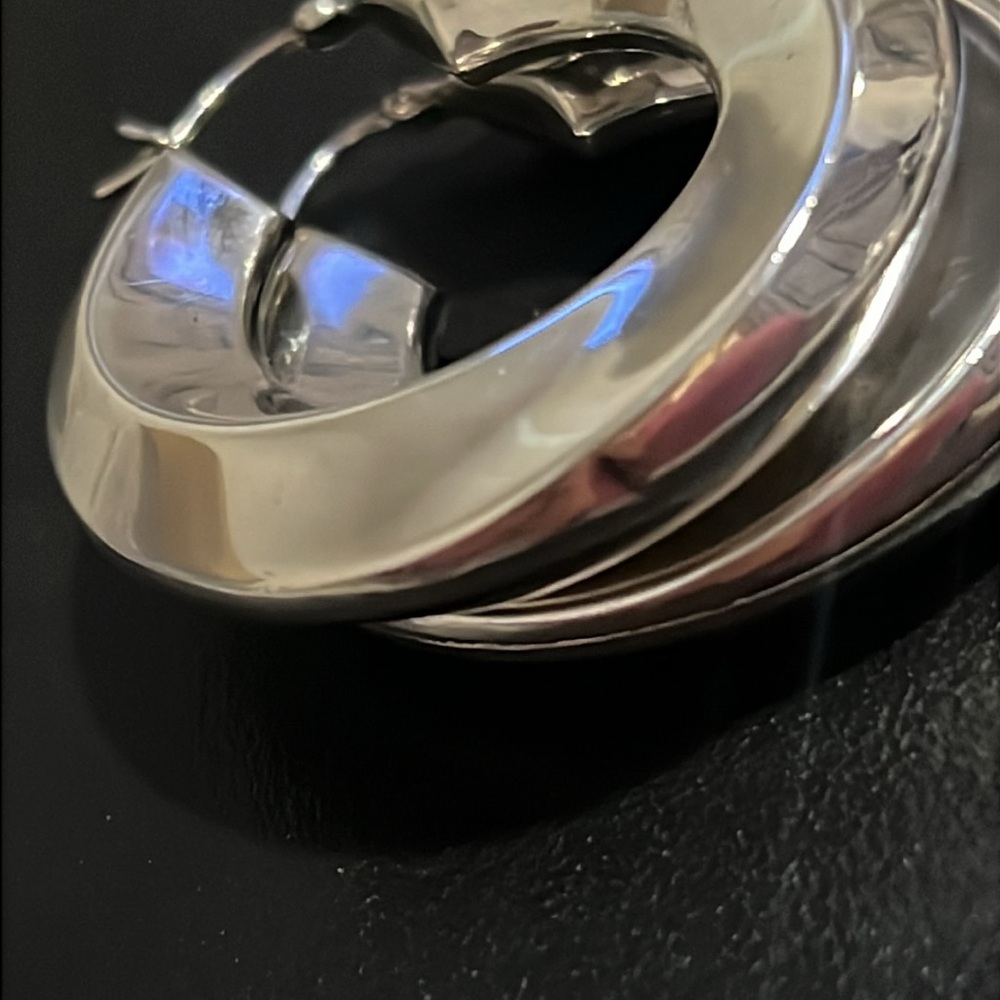 Sundance Sterling Silver Abstract Twisty Puff Chunky Hoop Earrings - Picture 13 of 14